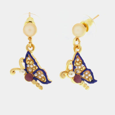 Blue Butterfly Metal Earrings