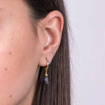 Orecchini in Metallo pendenti con fiore di cristalli blu