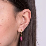 Orecchini in Metallo pendenti con fiore di cristalli fucsia