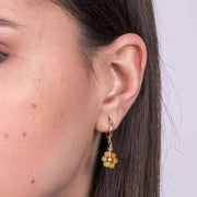 Orecchini in Metallo pendenti con  fiore di cristalli giallo