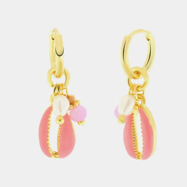 Orecchini in Metallo pendenti con conchiglia rosa