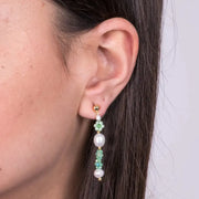 Orecchini in Metallo pendenti con cristalli bianchi e verdi