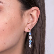 Orecchini in Metallo pendenti con cristalli azzurro