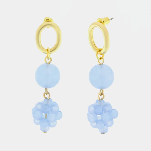 Metal earrings with blue crystals