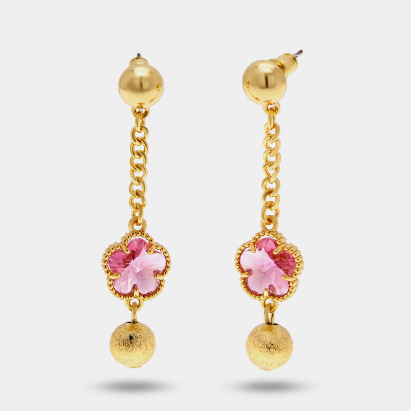 Orecchini in Metallo con fiore rosa - BYSIMON gioielli