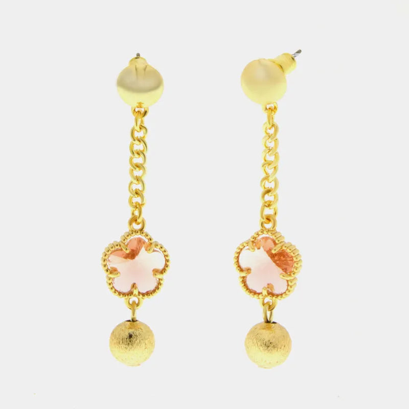 Orecchini in Metallo con fiore rosa