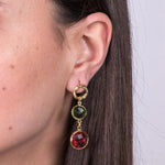 Orecchini in Metallo con cristallo rosso e verde - BYSIMON gioielli