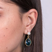 Orecchini in Metallo con cristallo a goccia  azzurro