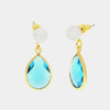 Orecchini in Metallo con cristallo a goccia  azzurro