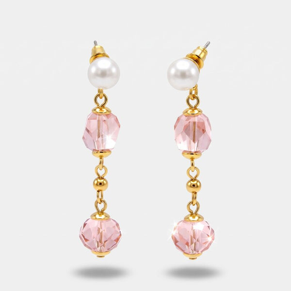 Orecchini in Metallo con cristalli rosa - BYSIMON gioielli