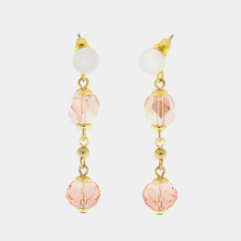 Orecchini in Metallo con cristalli rosa
