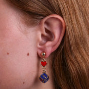 Orecchini in Metallo con dado blu