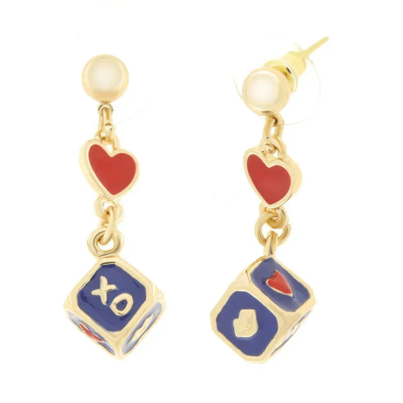 Orecchini in Metallo con dado blu