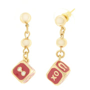 Orecchini in Metallo con dado rosso