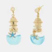 Collana in Metallo con bottiglina e stelle marine blu