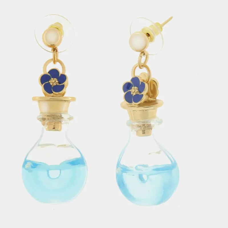 Collana in Metallo con bottiglina e fiori blu