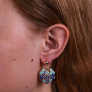 Orecchini in Metallo cuore impreziosito da fiori blu