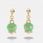 Orecchini in Metallo con campanella verde  scritta capri