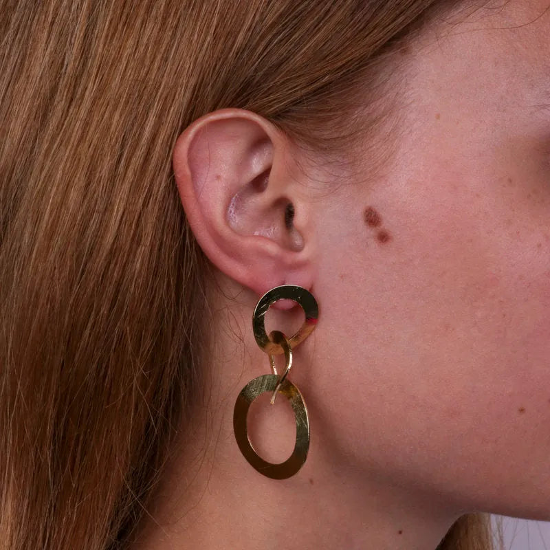 Metal earrings with three circles