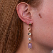 Orecchini in Metallo con perla pendente e perline