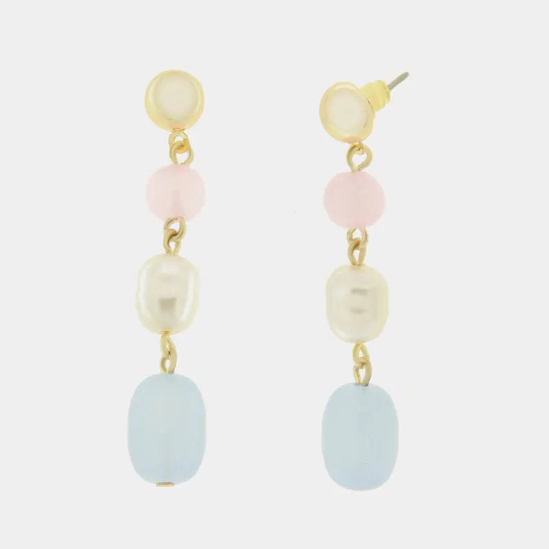 Orecchini in Metallo con perle ovali multicolor - BYSIMON gioielli