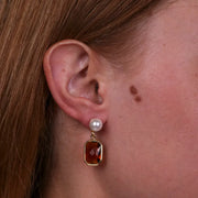 Orecchini in Metallo con cristallo marrone