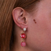 Orecchini in Metallo con cristallo e perla rosa