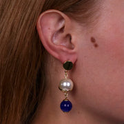 Orecchini in Metallo con prla bianca e blu