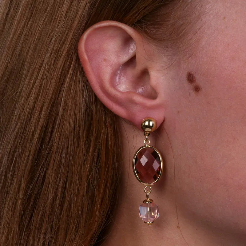 Orecchini in Metallo con cristallo rosa