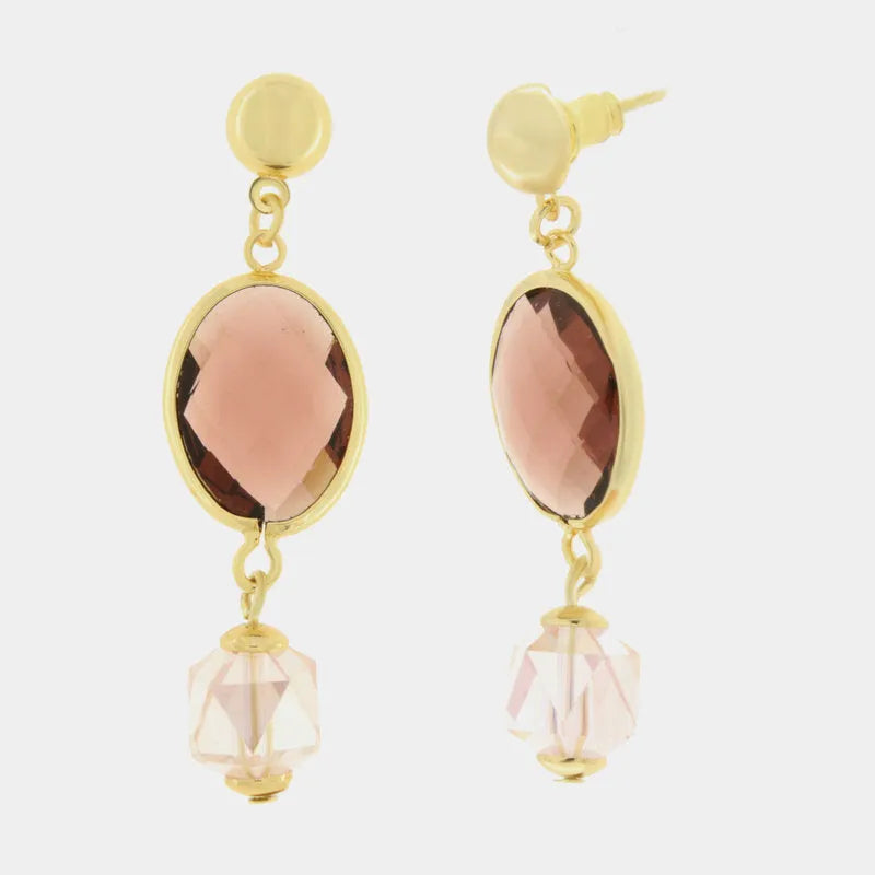 Orecchini in Metallo con cristallo rosa