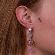 Orecchini in Metallo con cristallo viola e perle