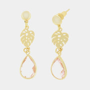 Orecchini in Metallo con foglia e cristallo