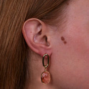 Orecchini in Metallo con catena ovale e cristallo