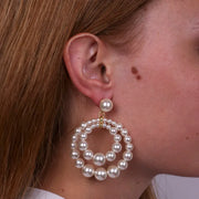 Orecchini in Metallo doppio cerchio di perle