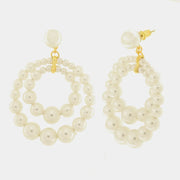 Orecchini in Metallo doppio cerchio di perle