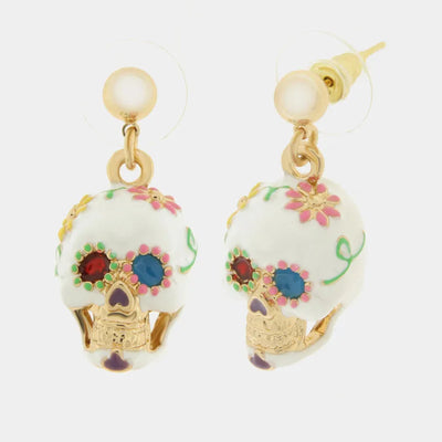 Orecchini in Metallo con capuzzella bianca impreziosita da fiori colorati AMONAPOLI - gioiello BySimon