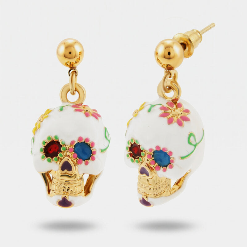 Orecchini in Metallo con capuzzella bianca impreziosita da fiori colorati AMONAPOLI - gioiello BySimon