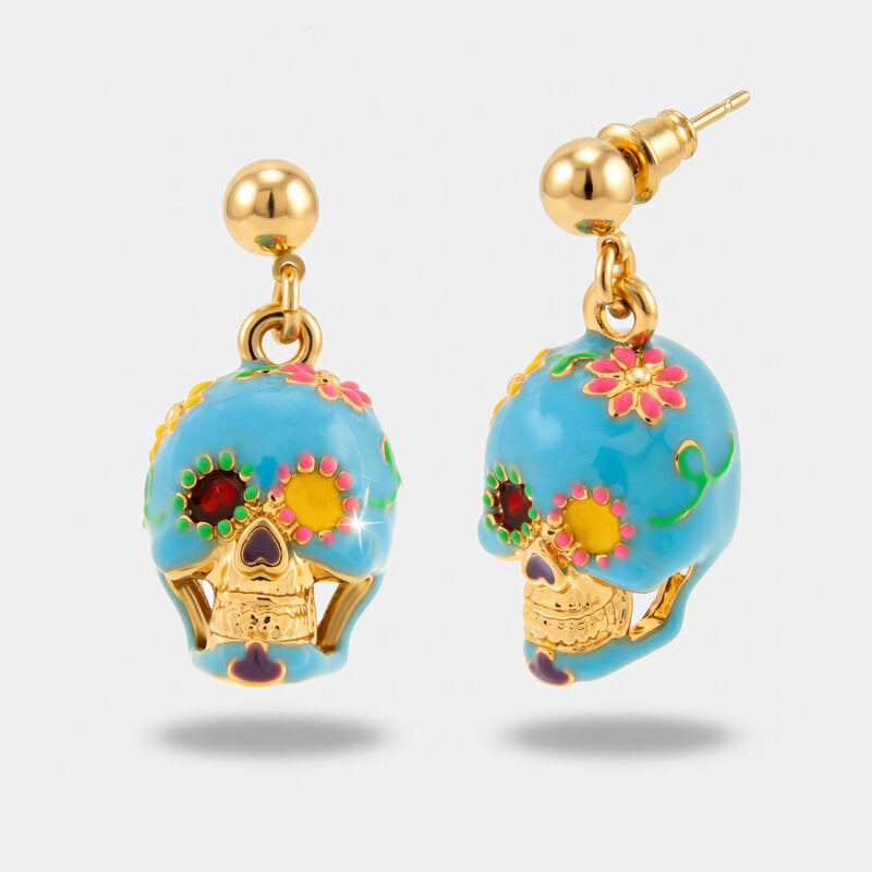 Orecchini in Metallo con capuzzella azzurra impreziosita da fiori colorati AMONAPOLI - gioiello BySimon