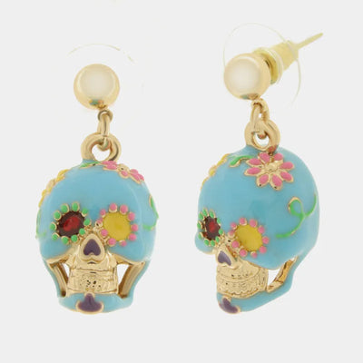 Orecchini in Metallo con capuzzella azzurra impreziosita da fiori colorati AMONAPOLI - gioiello BySimon