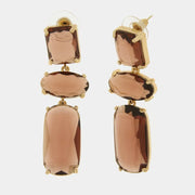 Orecchini in Metallo con cristalli marroni