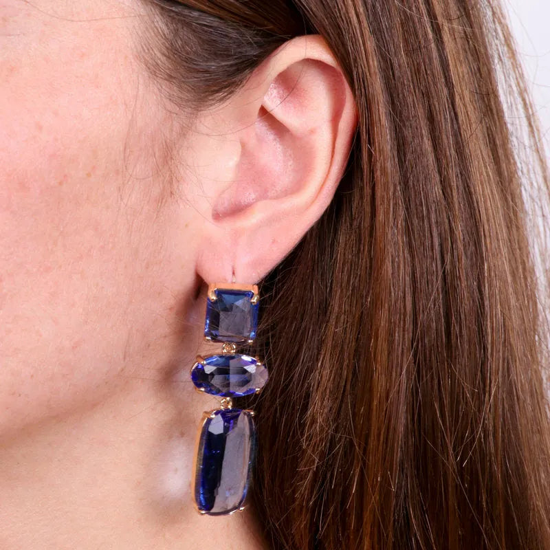 Orecchini in Metallo con cristalli blu - BYSIMON gioielli