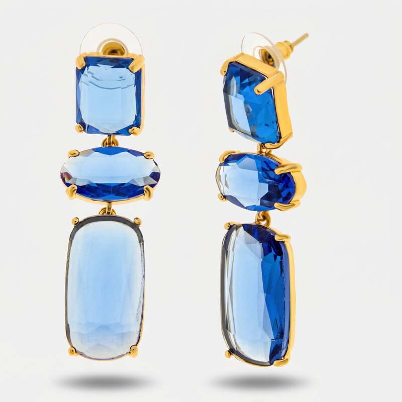 Orecchini in Metallo con cristalli blu - BYSIMON gioielli