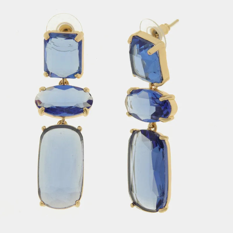 Orecchini in Metallo con cristalli blu - BYSIMON gioielli