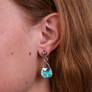 Orecchini in Metallo con borsa verde acqua scritta capri