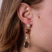 Orecchini in Metallo con perle e cristalli colorati