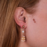 Orecchini in Metallo con omino di pan di zenzero e perlina