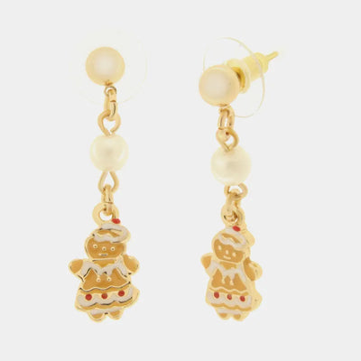 Gingerbread Man Metal Earrings with Bead