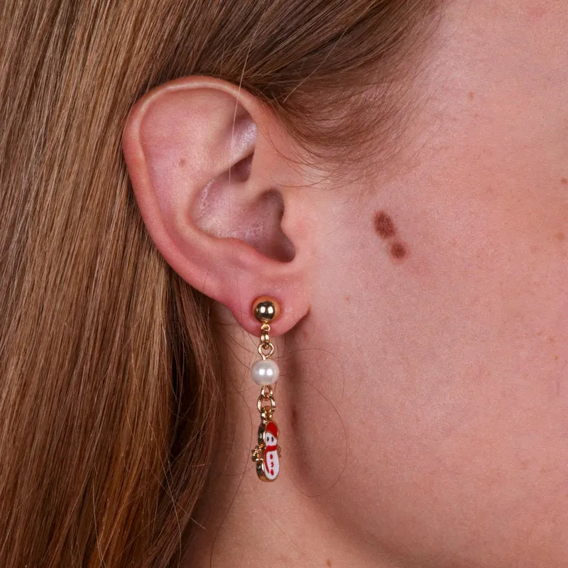 Snowman Pendant Metal Earrings