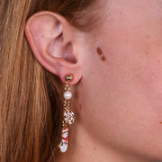 Orecchini in Metallo con pupazzo di neve pendente e fiocco di neve