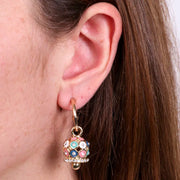 Orecchini in Metallo con campanella a pois multicolor e zirconi